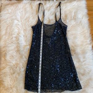 Navy Blue sequin semi sheer slip dress